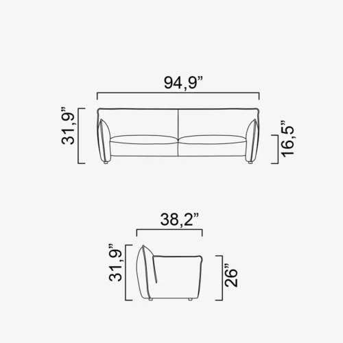 Tiffany 78.7" Long Sofa (Leather) - Image 2